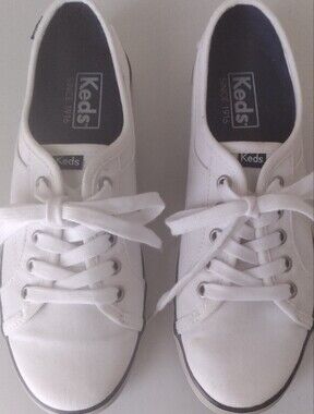 Keds White Canvas Low-Top Sneakers with Gum Soles